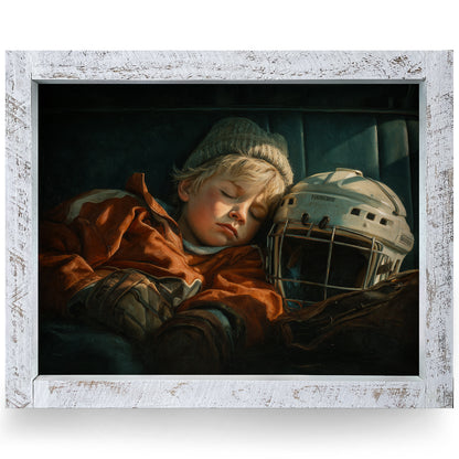 Hockey Dreams | Real Wood Framed Wall Art Print