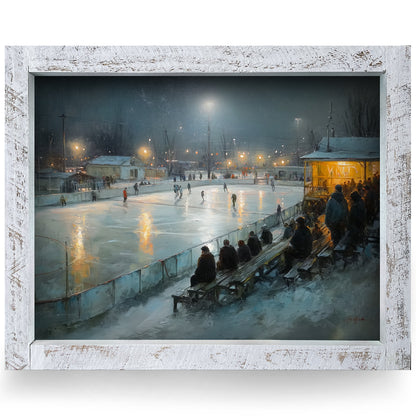 Under The Lights Hockey | Real Wood Framed Wall Art Print