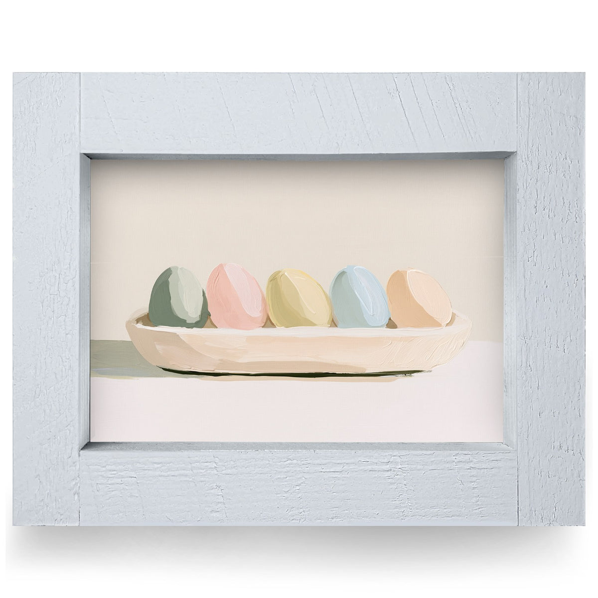 Easter Eggs in Wooden Bowl | Real Wood Framed Wall Art Print