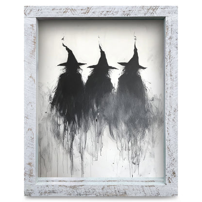 Witches of Halloween | Real Wood Framed Wall Art Print