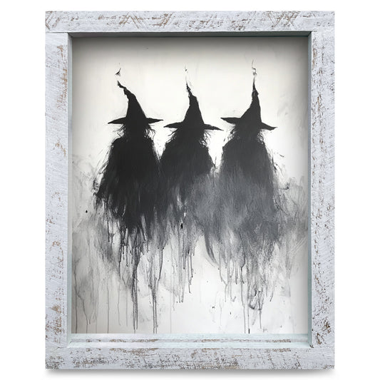 Witches of Halloween | Real Wood Framed Wall Art Print