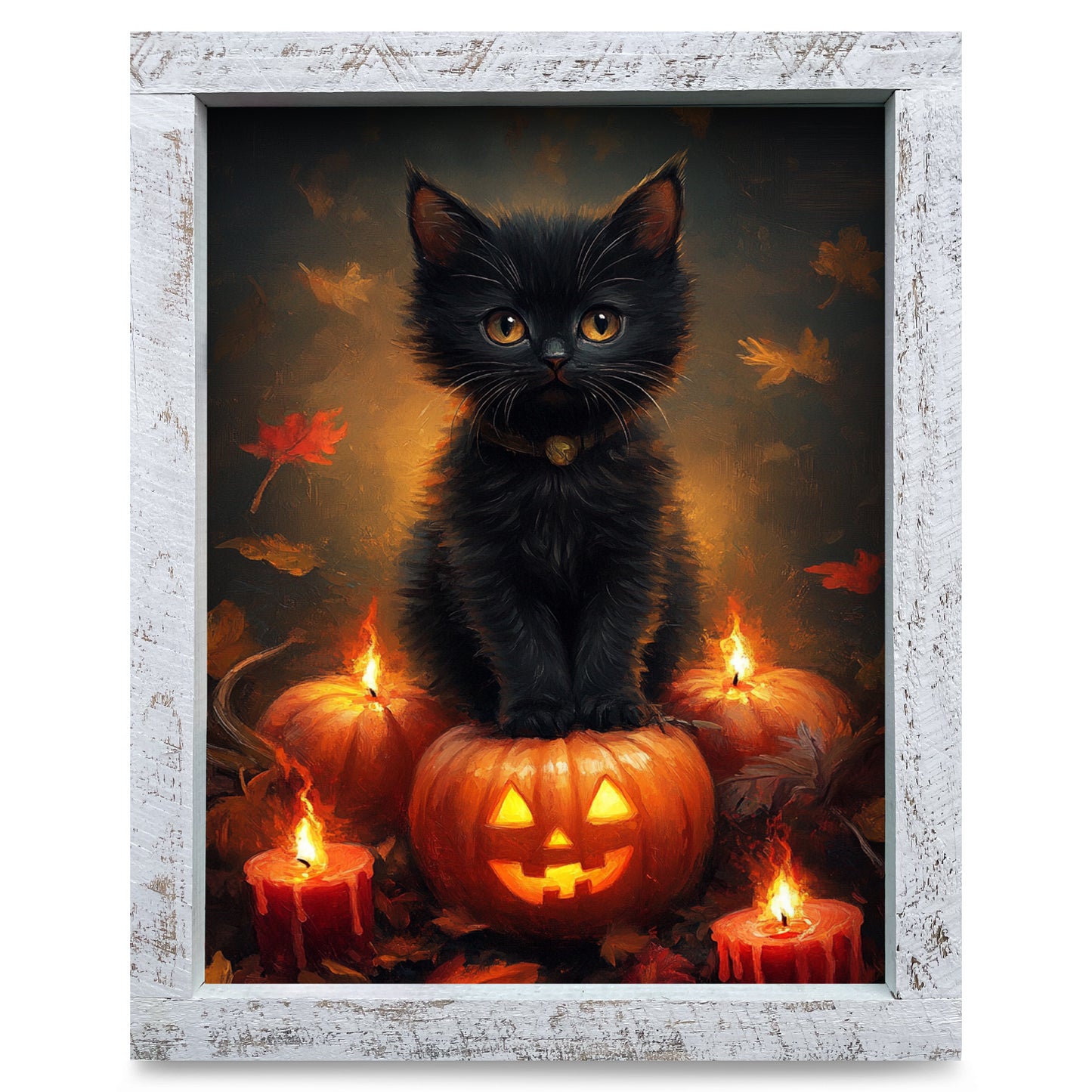 Black Cat Magic | Real Wood Framed Wall Art Print