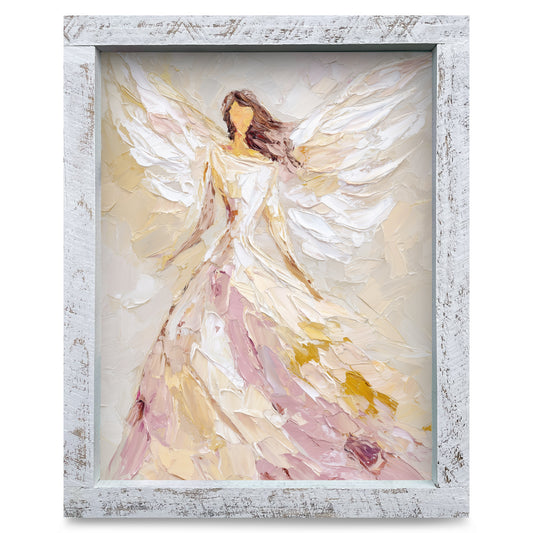 Impasto Angel | Real Wood Framed Wall Art Print