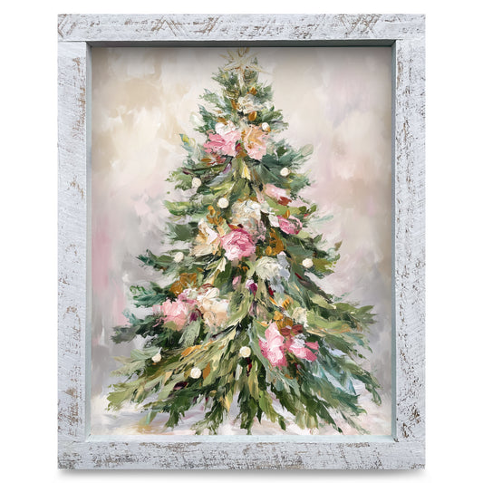 Impasto Christmas Tree | Real Wood Framed Wall Art Print