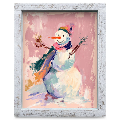 The Cutest Snowman | Real Wood Framed Wall Art Print