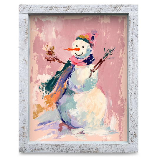 The Cutest Snowman | Real Wood Framed Wall Art Print