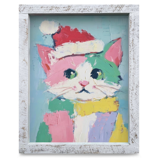 The Cutest Christmas Cat | Real Wood Framed Wall Art Print