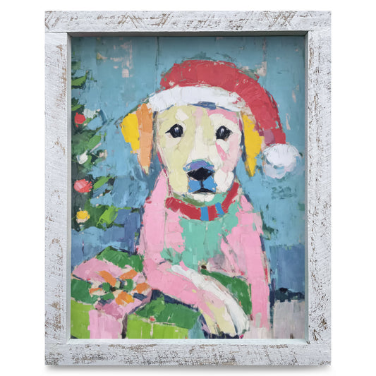The Cutest Christmas Dog | Real Wood Framed Wall Art Print
