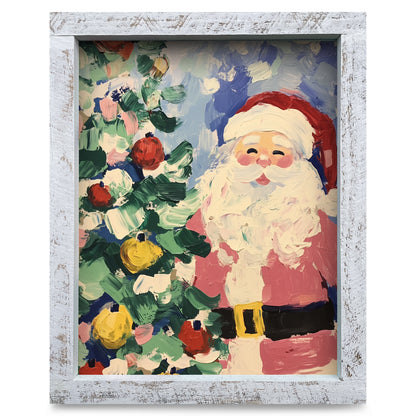 Jolly Ole Santa | Real Wood Framed Wall Art Print