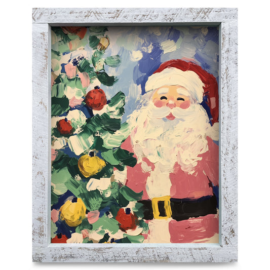 Jolly Ole Santa | Real Wood Framed Wall Art Print