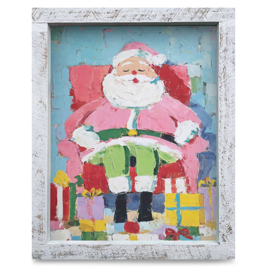 Santa's Christmas Slumber | Real Wood Framed Wall Art Print