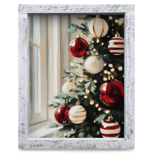 Classic Christmas Tree | Real Wood Framed Wall Art Print