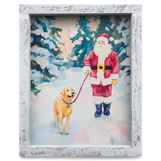 Santa Walk | Real Wood Framed Wall Art Print