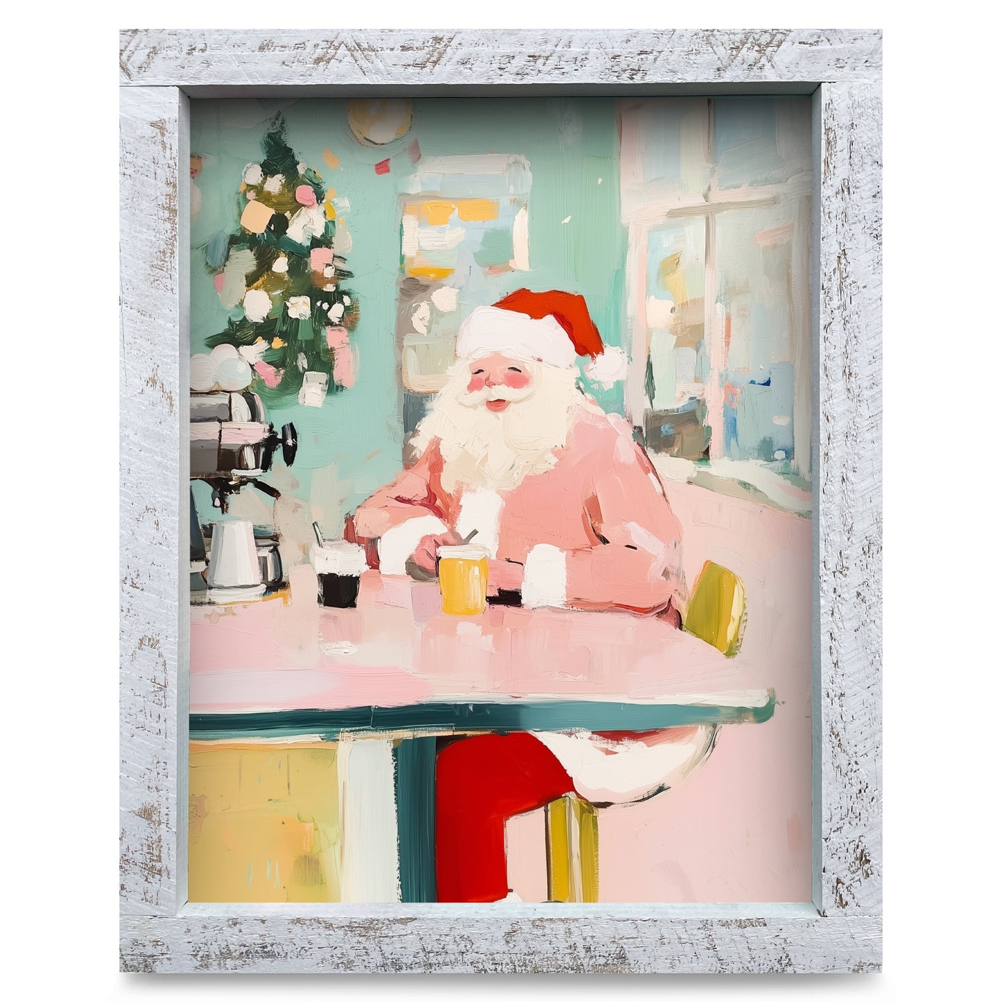 Coffee Bar Santa | Real Wood Framed Wall Art Print