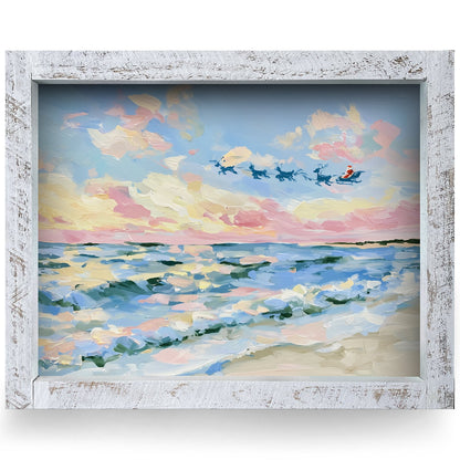 Dolphin Sleigh Ride | Real Wood Framed Wall Art Print