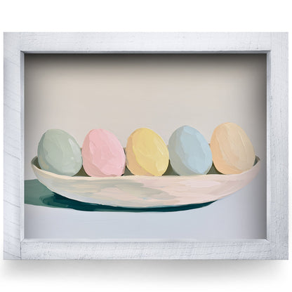 Pastel Easter Eggs | Real Wood Framed Wall Art Print