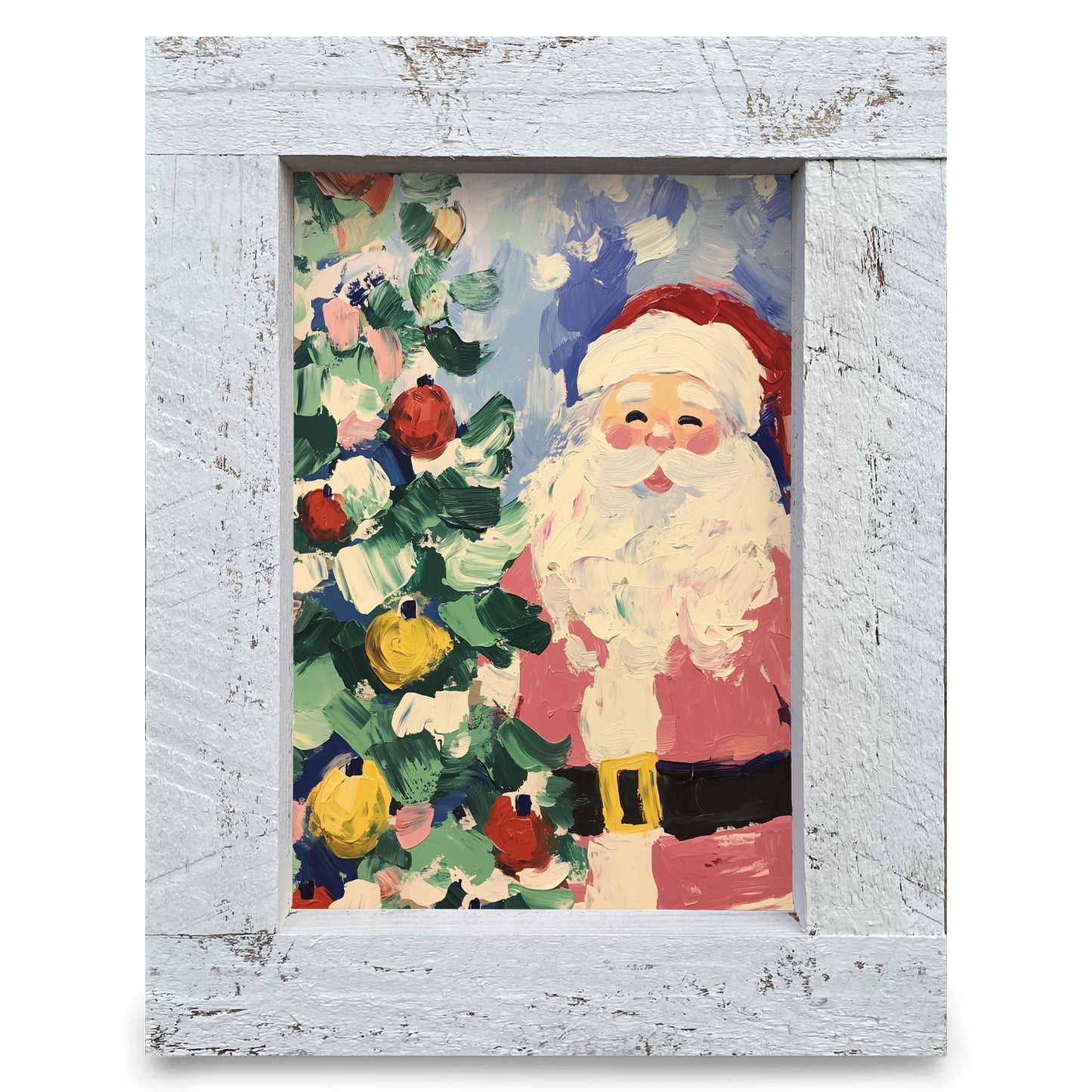 Jolly Ole Santa | Real Wood Framed Wall Art Print