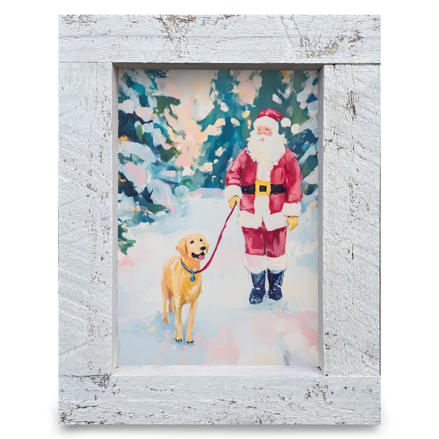 Santa Walk | Real Wood Framed Wall Art Print