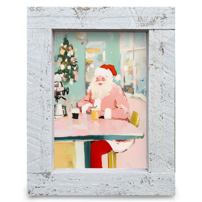 Coffee Bar Santa | Real Wood Framed Wall Art Print