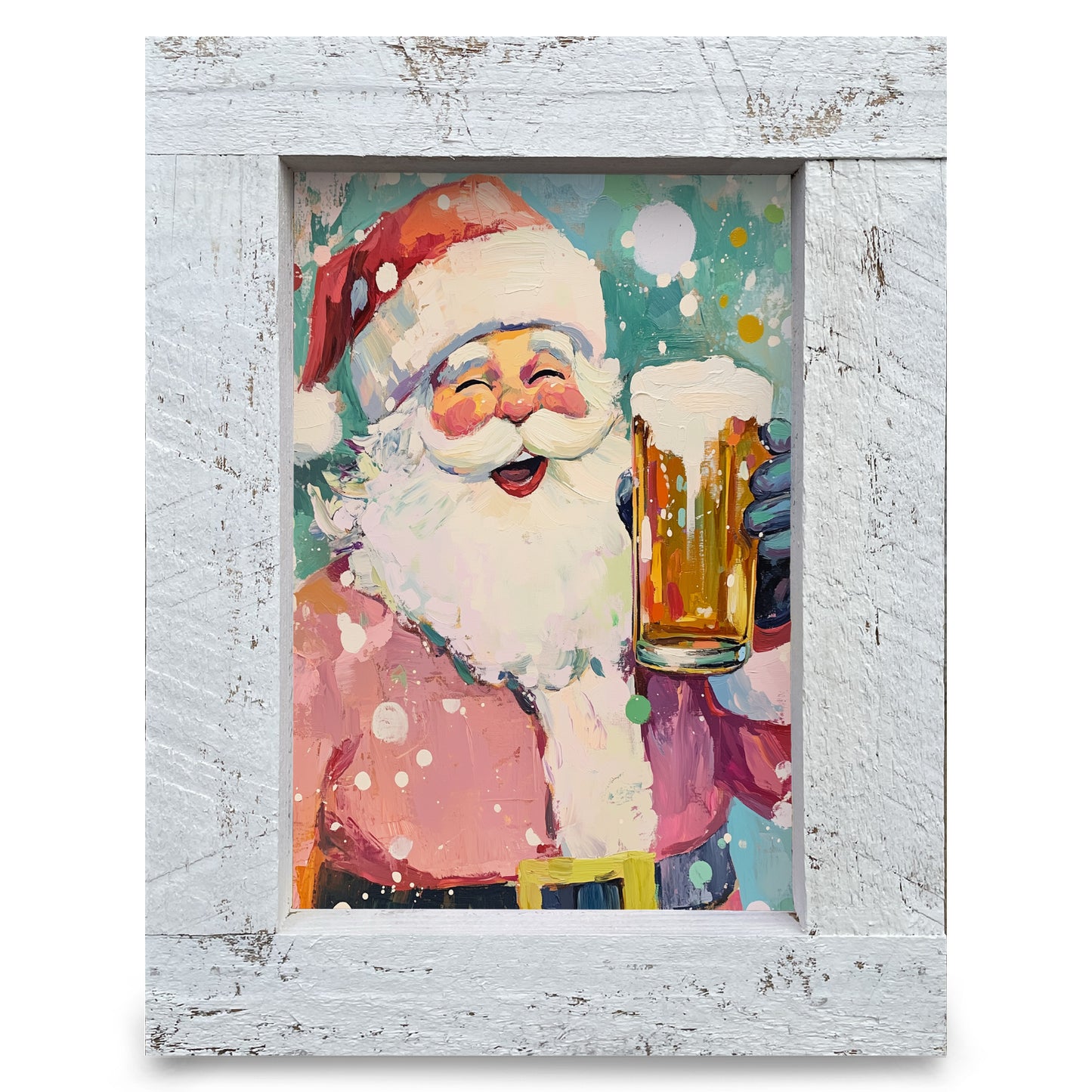 Cheers Santa! | Real Wood Framed Wall Art Print