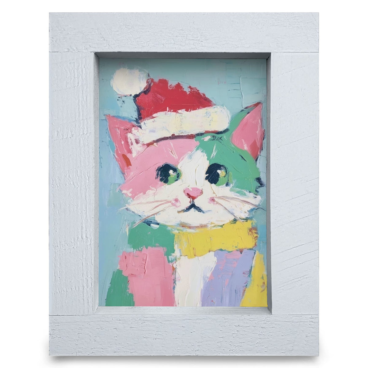 The Cutest Christmas Cat | Real Wood Framed Wall Art Print