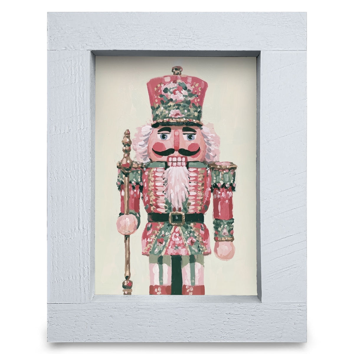 Rose Floral Nutcracker | Real Wood Framed Wall Art Print
