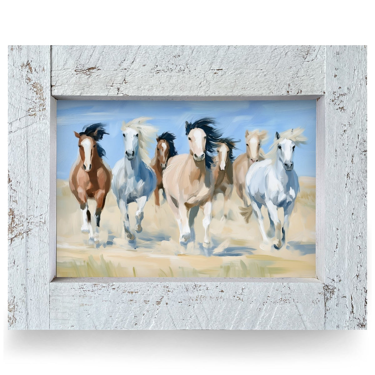 Wild Horses Running | Real Wood Framed Wall Art Print