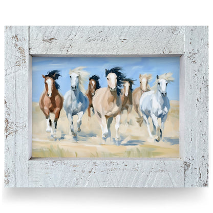 Wild Horses Running | Real Wood Framed Wall Art Print