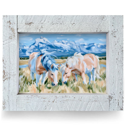 Mountain Palomino Pair | Real Wood Framed Wall Art Print