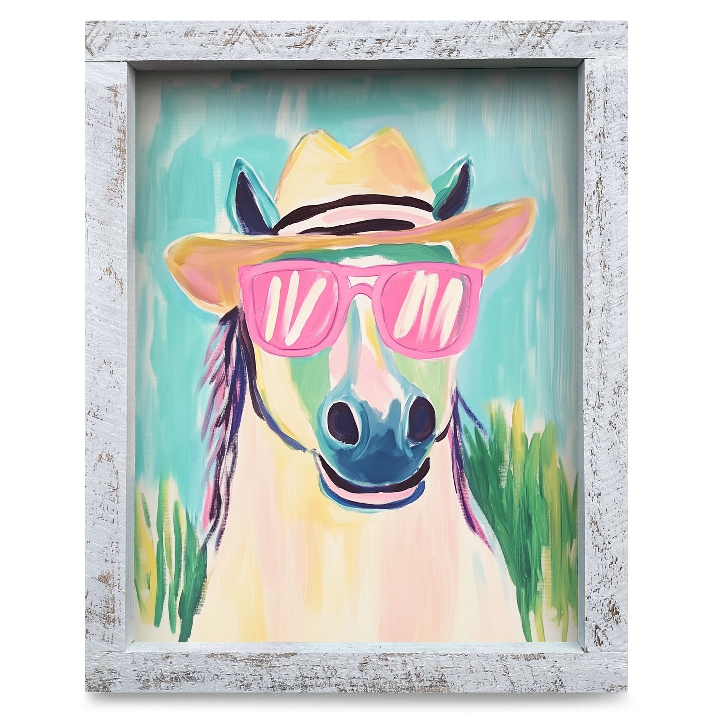 Hey Dude Horse | Real Wood Framed Wall Art Print