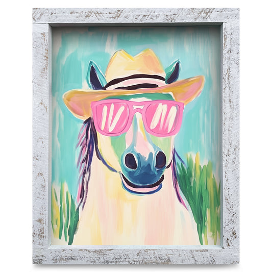 Hey Dude Horse | Real Wood Framed Wall Art Print