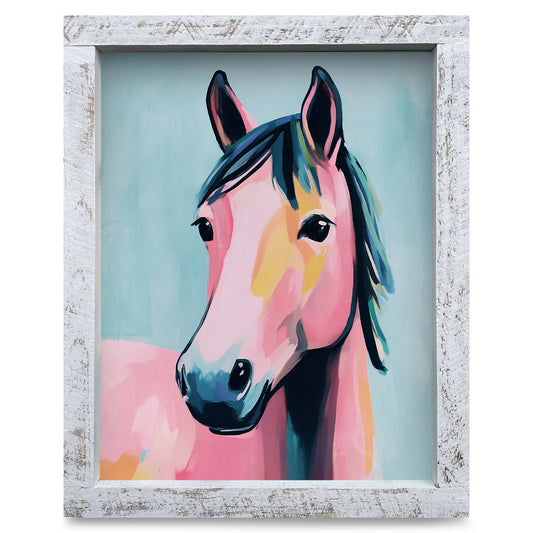 Colorful Horse Profile | Real Wood Framed Wall Art Print