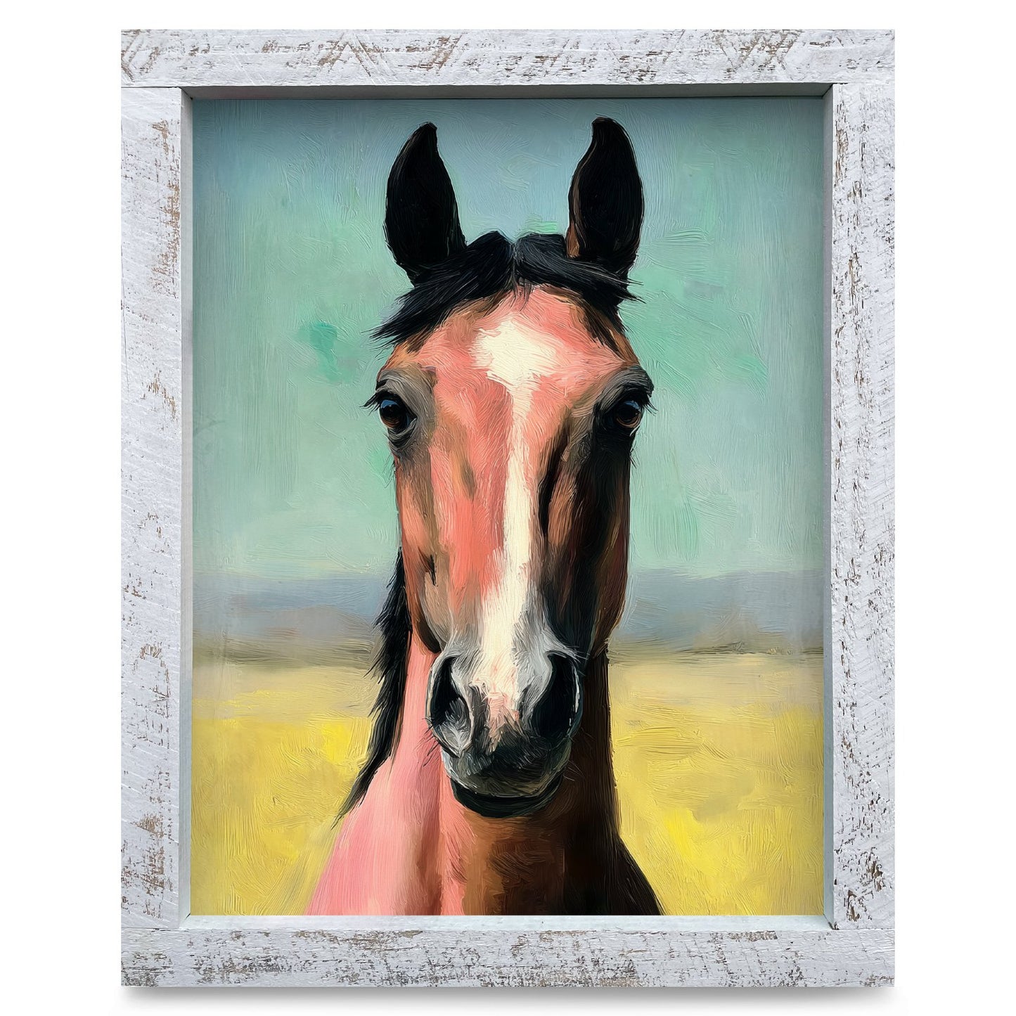 Sweet Bay Horse Portrait | Real Wood Framed Wall Art Print