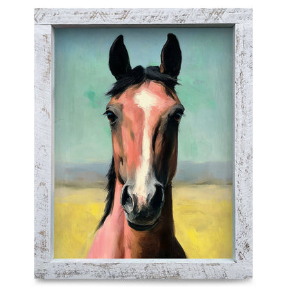 Sweet Bay Horse Portrait | Real Wood Framed Wall Art Print