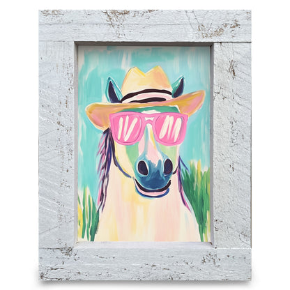 Hey Dude Horse | Real Wood Framed Wall Art Print