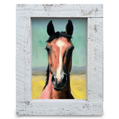 Sweet Bay Horse Portrait | Real Wood Framed Wall Art Print