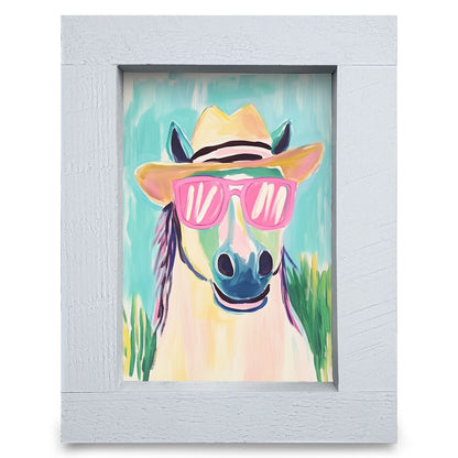Hey Dude Horse | Real Wood Framed Wall Art Print