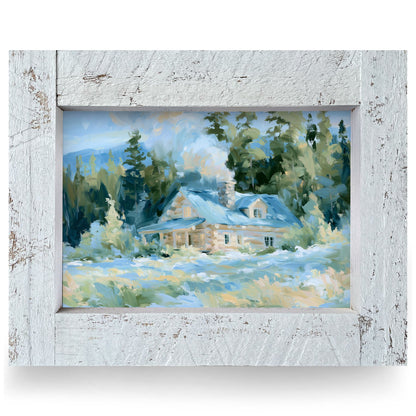 Cozy Woodland Cabin | Real Wood Framed Wall Art Print