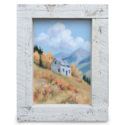 Mountain Hillside Cottage | Real Wood Framed Wall Art Print