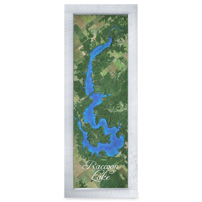 Racoon Lake, Indiana Map | Real Wood Framed Wall Art Print