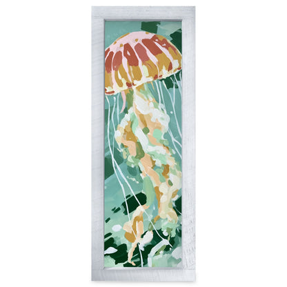 Drifting Jellyfish | Real Wood Framed Wall Art Print | Skinny