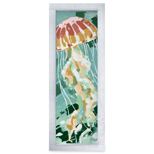 Drifting Jellyfish | Real Wood Framed Wall Art Print | Skinny