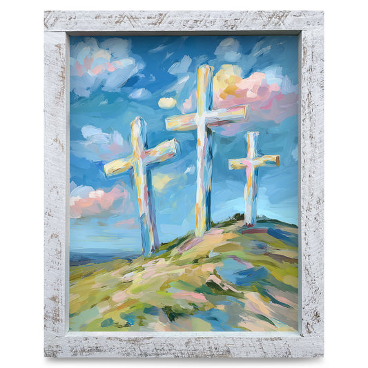 Crosses of Faith | Real Wood Framed Wall Art Print