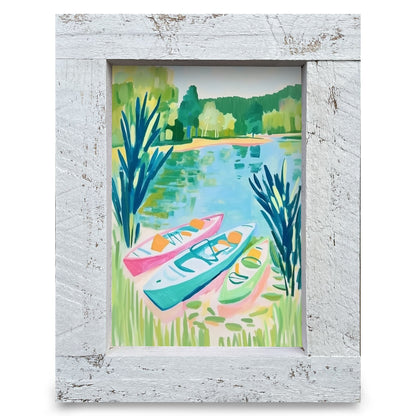 Lakeside Kayaks | Real Wood Framed Wall Art Print