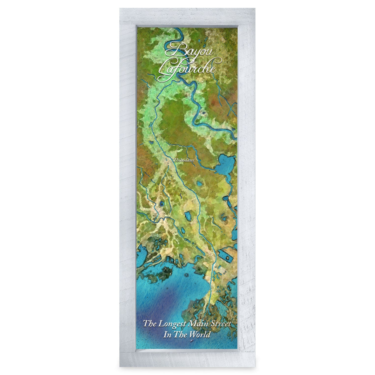 Bayou (generic), Louisiana Map | Real Wood Framed Wall Art Print