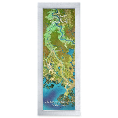 Bayou (generic), Louisiana Map | Real Wood Framed Wall Art Print