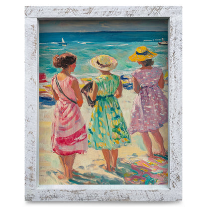 Beach Ladies | Real Wood Framed Wall Art Print