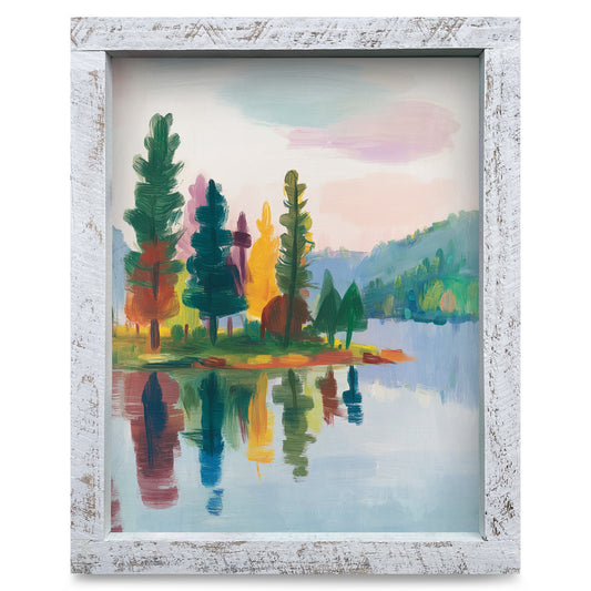 Colorful Lake Reflections | Real Wood Framed Wall Art Print