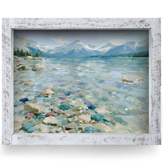 Crystal Mountain Lake | Real Wood Framed Wall Art Print