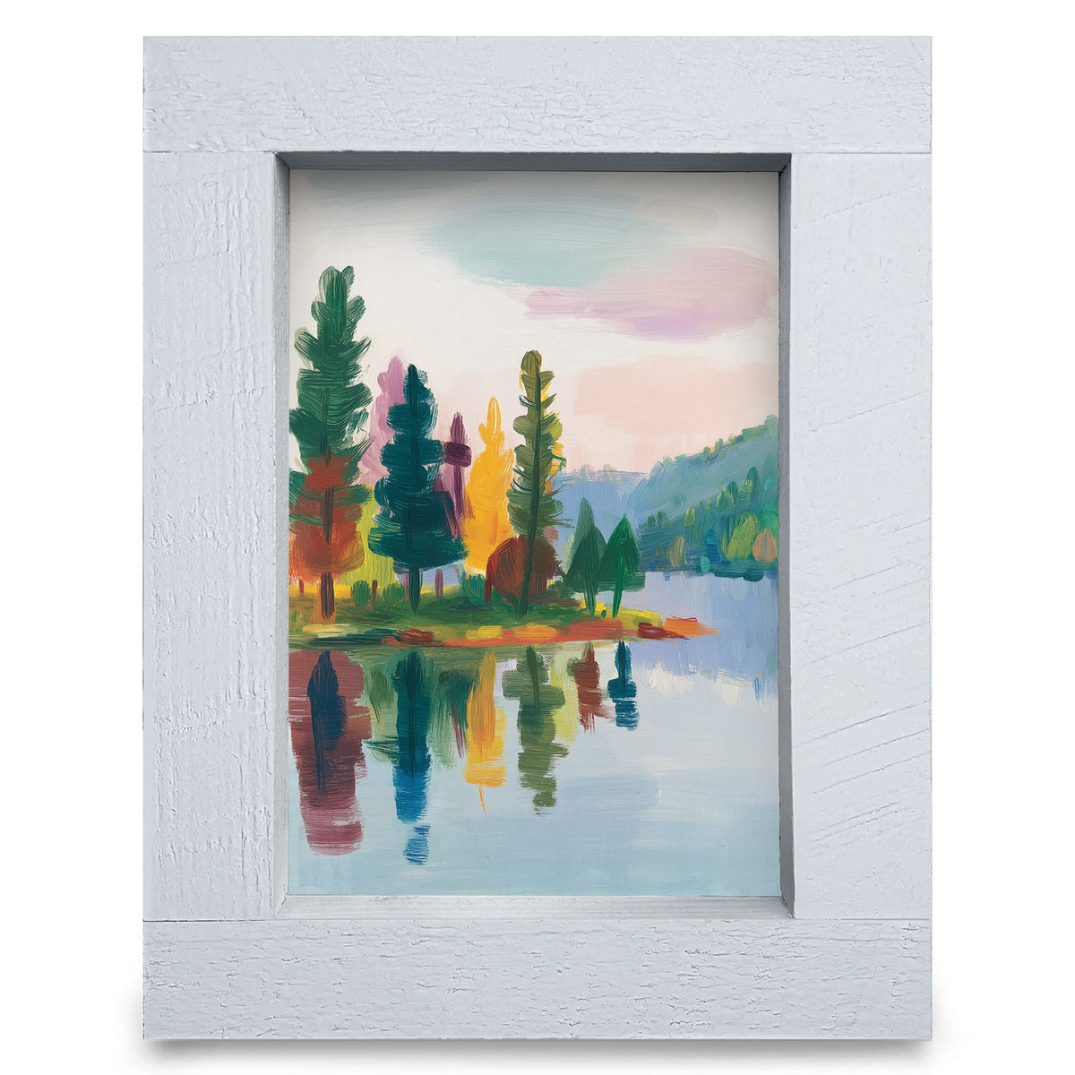 Colorful Lake Reflections | Real Wood Framed Wall Art Print